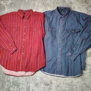 Christian Dior Shirt Mens XL Striped Button‎ Down Church Lot of 2